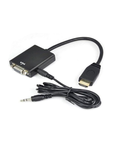 Cable adaptador HDMI a VGA + audio negro / A-HDMI-VGA-03