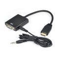 Cable adaptador HDMI a VGA + audio negro / A-HDMI-VGA-03